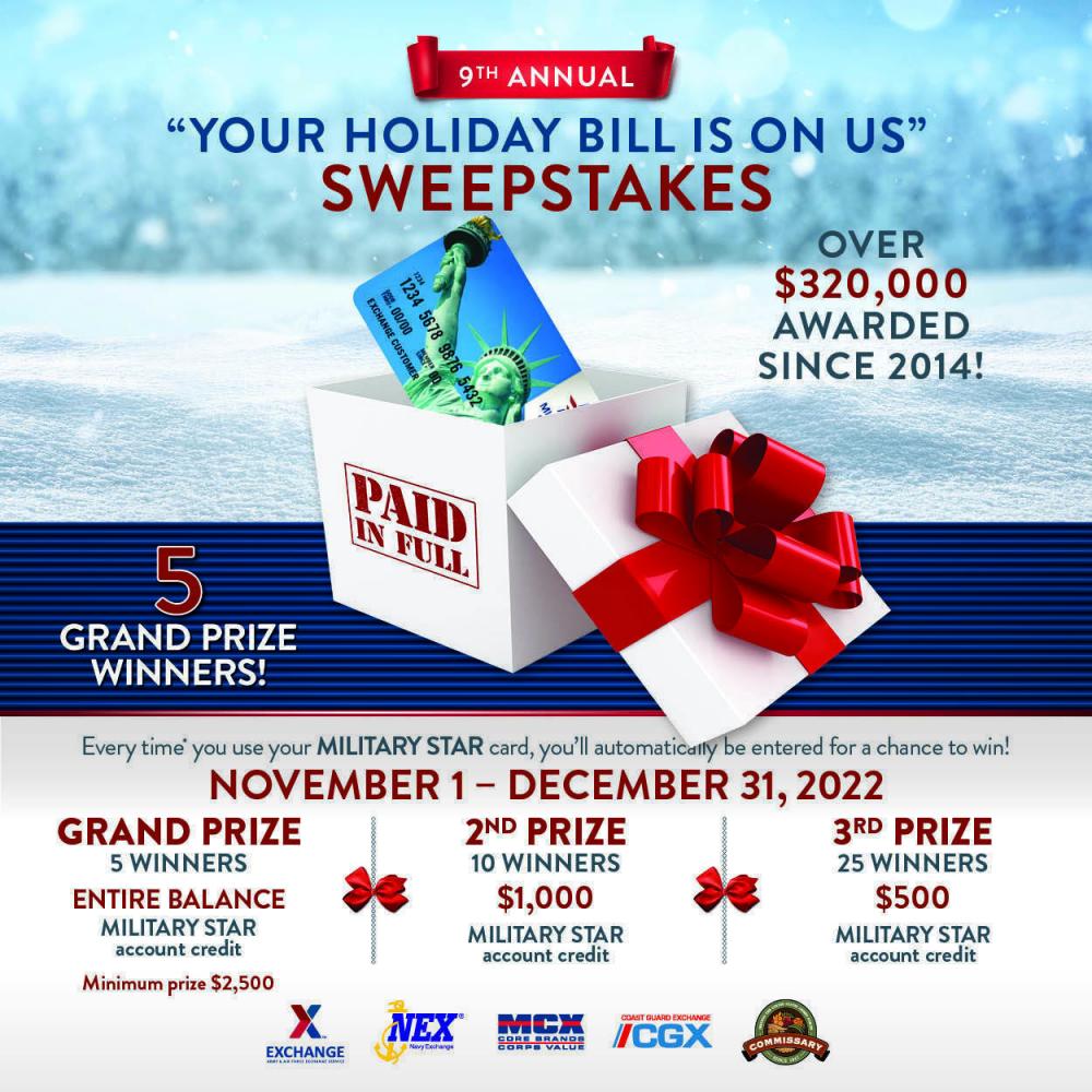 DVIDS – News – MILITARY STAR ‘Your Holiday Bill Is on Us’ Sweepstakes Will Deliver Holiday Cheer to Military Shoppers