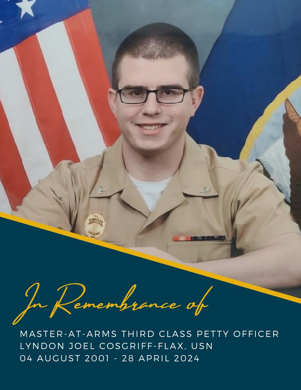 DVIDS – News – Master-at-Arms Third Class Lyndon Joel Cosgriff-Flax remembered during memorial service at NWS Yorktown