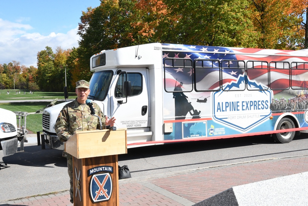 DVIDS – News – Fort Drum, Lewis County officials, recognize new Alpine Express transit service with ribbon-cutting ceremony